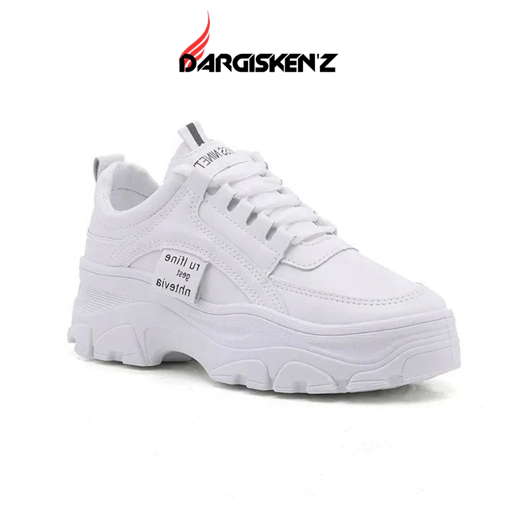 Sepatu Wanita Putih Tinggi Sneakers Korea Cewe Cewek Casual Sepatu Korean Style Putih Polos Original