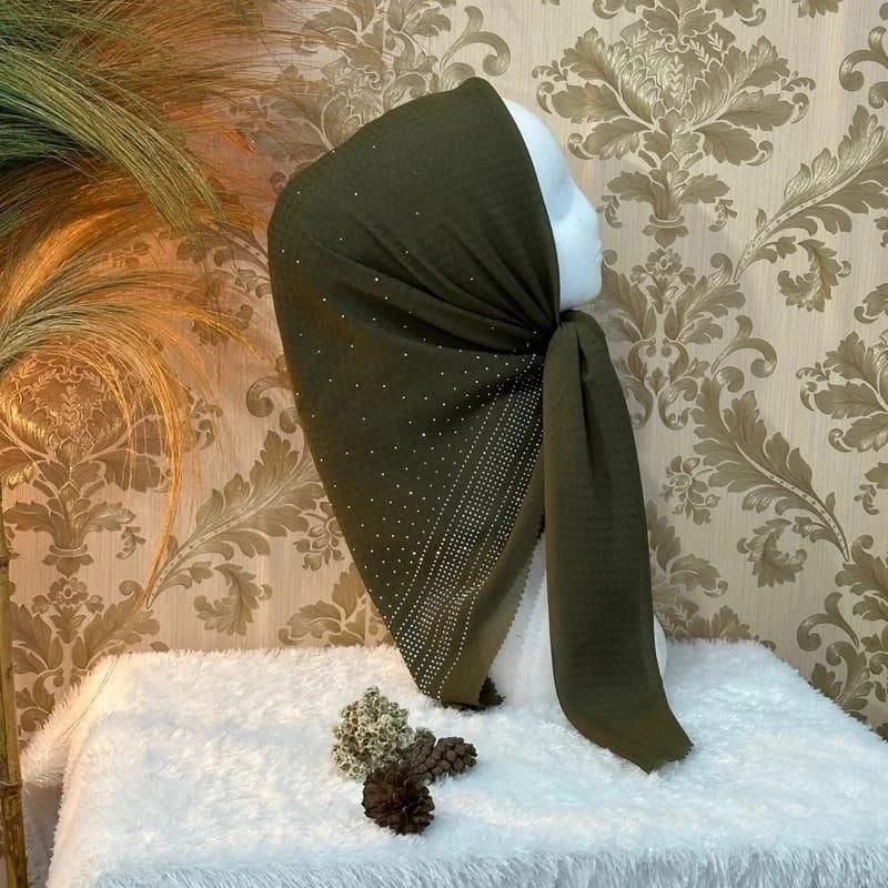 Hijab Segi Empat Payet Swarovsky Mewah || Kerudung Segi Empat Payet Tabur Pres