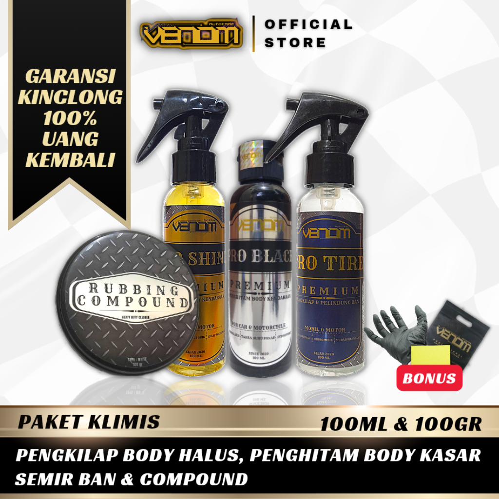 Paket Klimis Penghitam body motor pengkilap body motor semir ban compoun