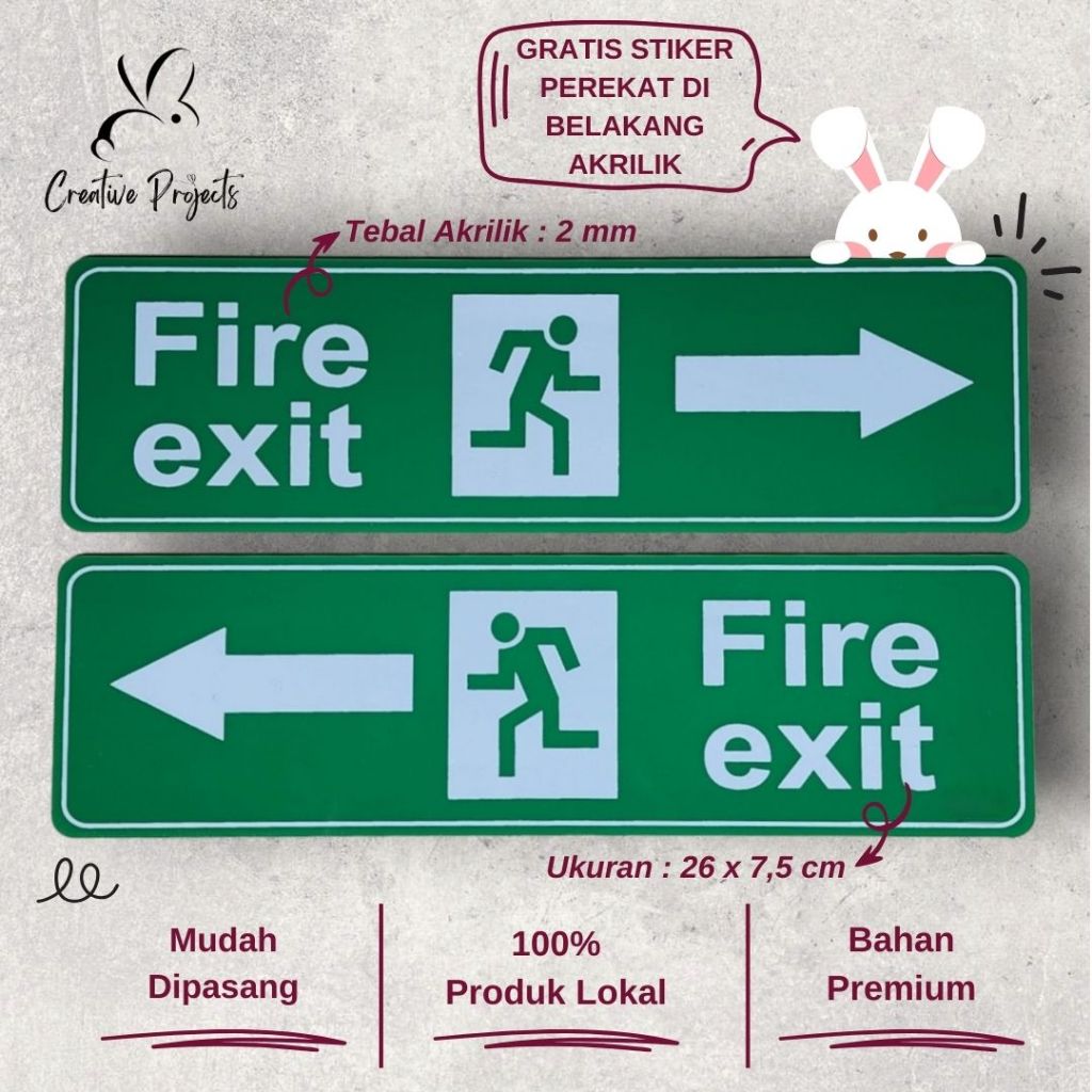 

Sign Akrilik Fire Exit Kanan + Fire Exit Kiri | Sign Acrylic
