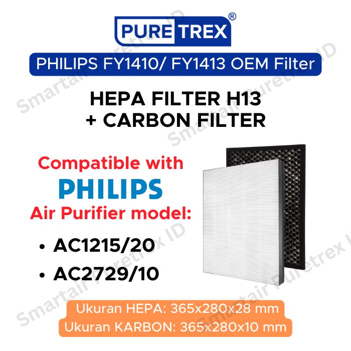 PURETREX HEPA Filter Philips FY1410 / FY1413 for Air Purifier AC1215