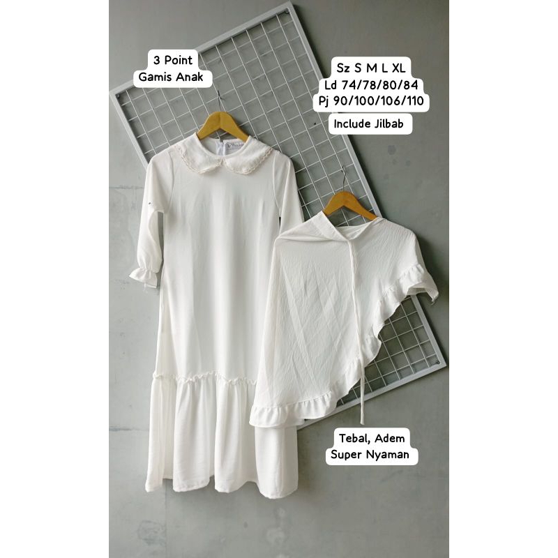 Gamis Anak Include Jilbab Original Brand Three Point