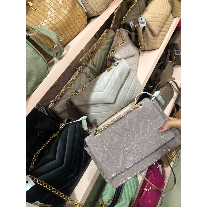 Tas kotak Mengkilat segitiga Rantai (Free box)