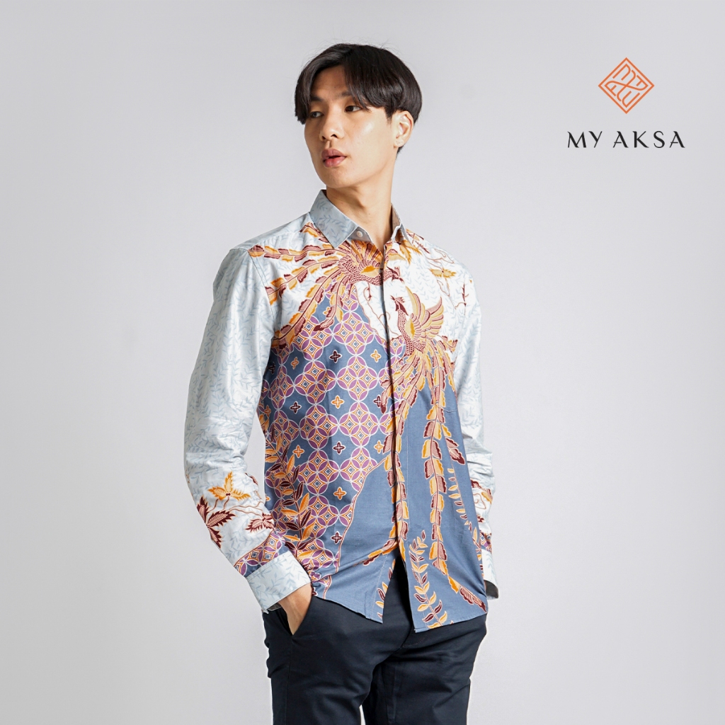 My Aksa Batik Pria Kemeja Panjang Furing Henry Honey
