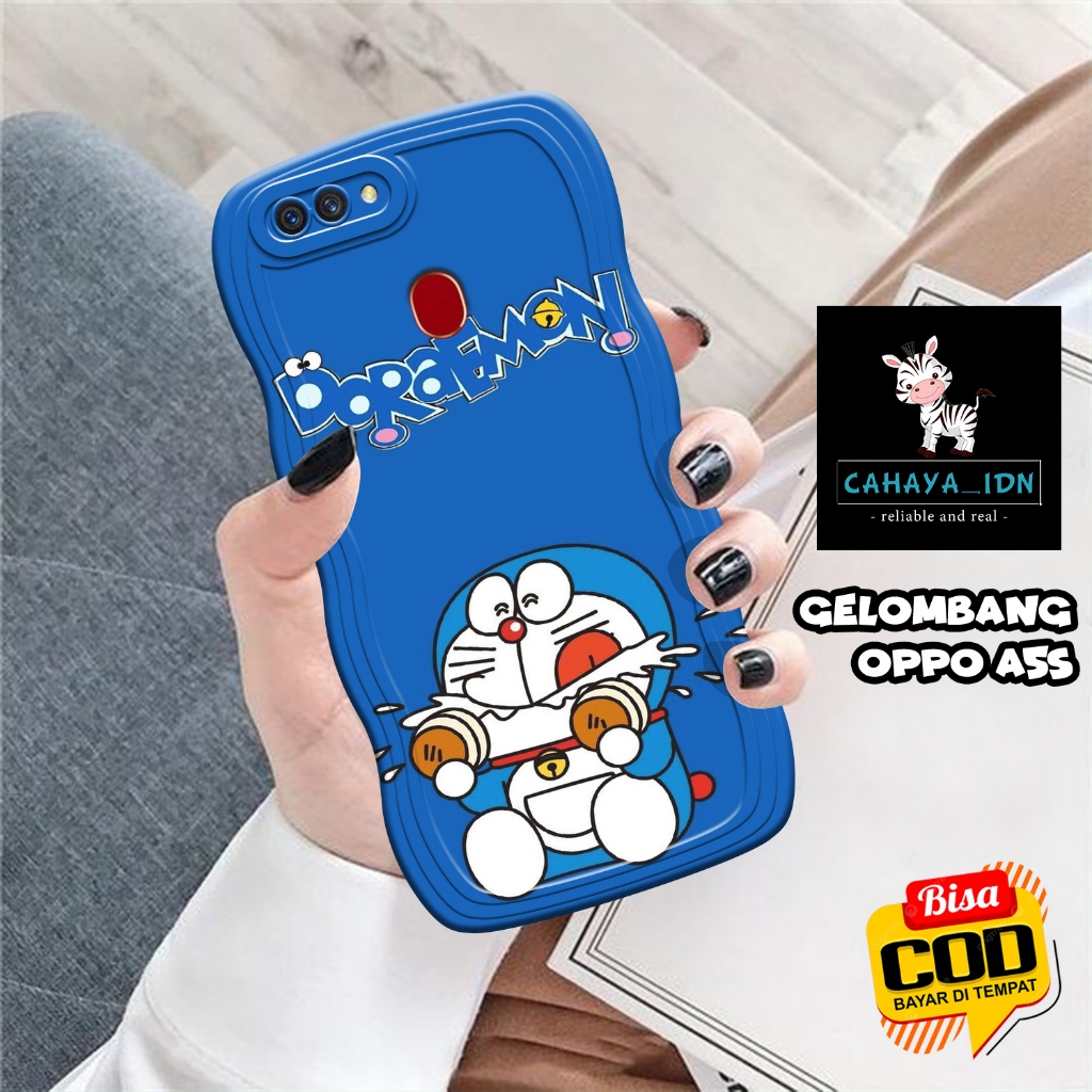 SOFTCASE WAVY WAVE SILIKON SOFT CASE OPPO A5S / A7 / A11K / A12 / F9    - Case Doraemon - Case Gelom