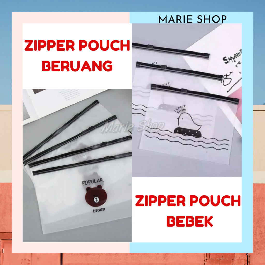 ZIPPER POUCH POCKET - WADAH PENYIMPANAN ORGANIZER TRAVEL TAS KECIL TRANSPARAN MOTIF BURUNG - ZIPPER 