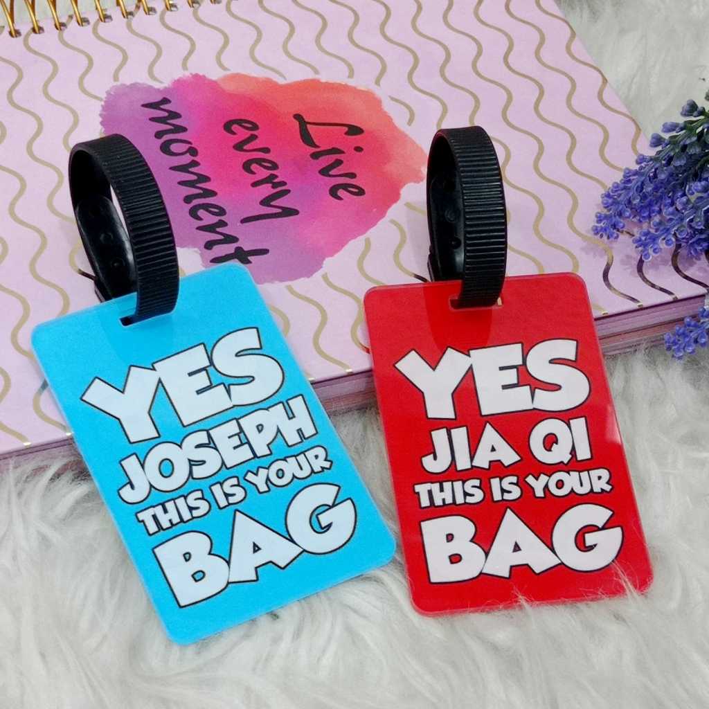 Acrylic Bag tag gantungan tas anak souvenir - luggage tag Alphabet We bare bear Frozen bagtag custom