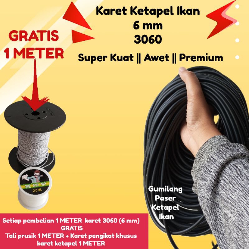 ORIGINAL KARET KETAPEL PENTIL TUBE 3060 6 MM SLINGSHOT IKAN KUAT AWET PREMIUM