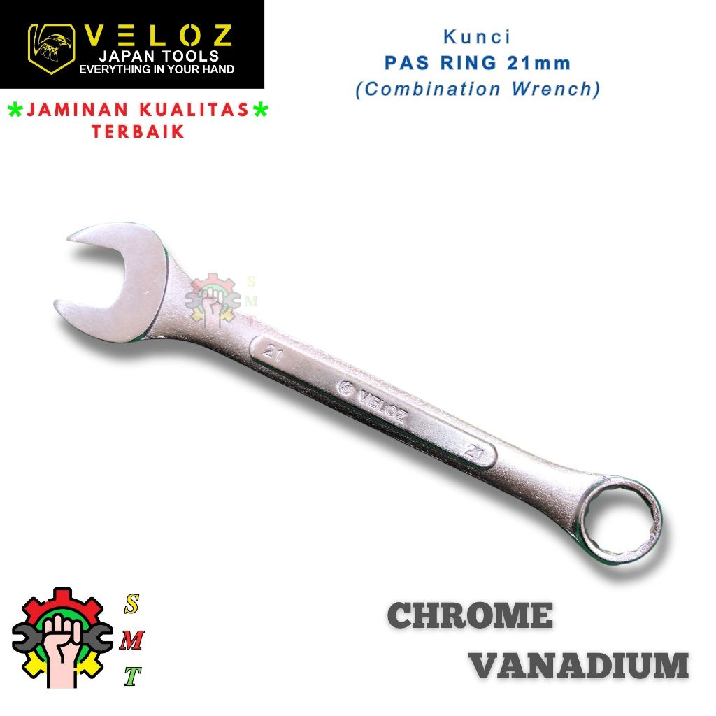 Kunci Pas Ring 21mm VELOZ / Kunci Ring Pas 21mm Chrome Vanadium Steel Veloz SMT Surabaya