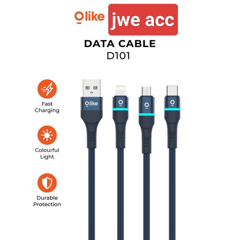 kabel data olike D101M D101L D101C Usb micro typeC lightning fast charging cable charger