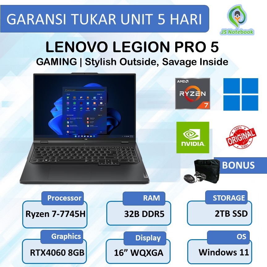 Legion Pro 5 RTX4060 8GB Ryzen 7-7745HX 32GB 2TB SSD Win11 165Hz