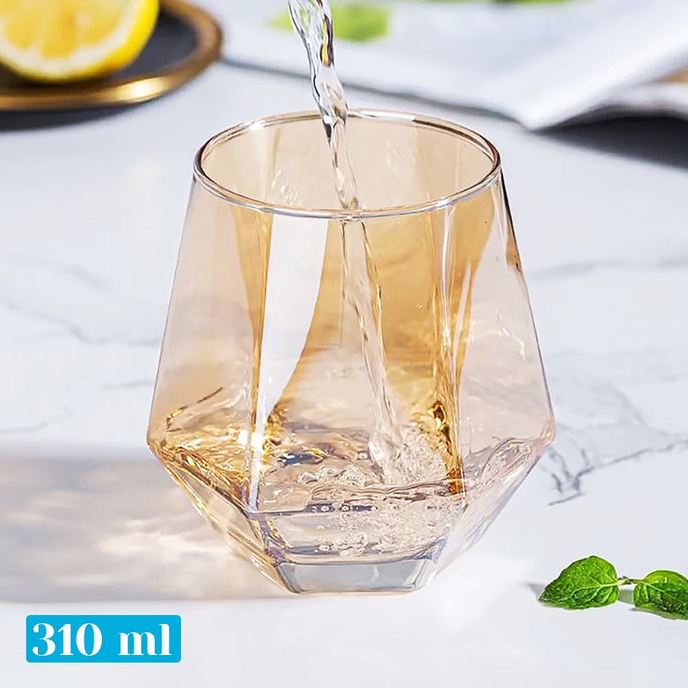 Gelas Minuman Diamond Crystal Borosilicate Glass 310 ml Style 1-Gold / Gelas Minum Gelas Kaca Cangki