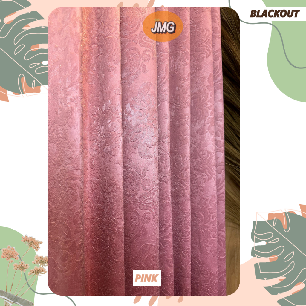 Kain Gorden Blackout Emboss Meteran Warna Pink