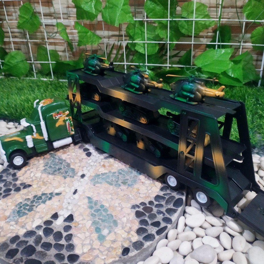 diecastTruk Hauler Militer Army muatan tank ukuran jumbo