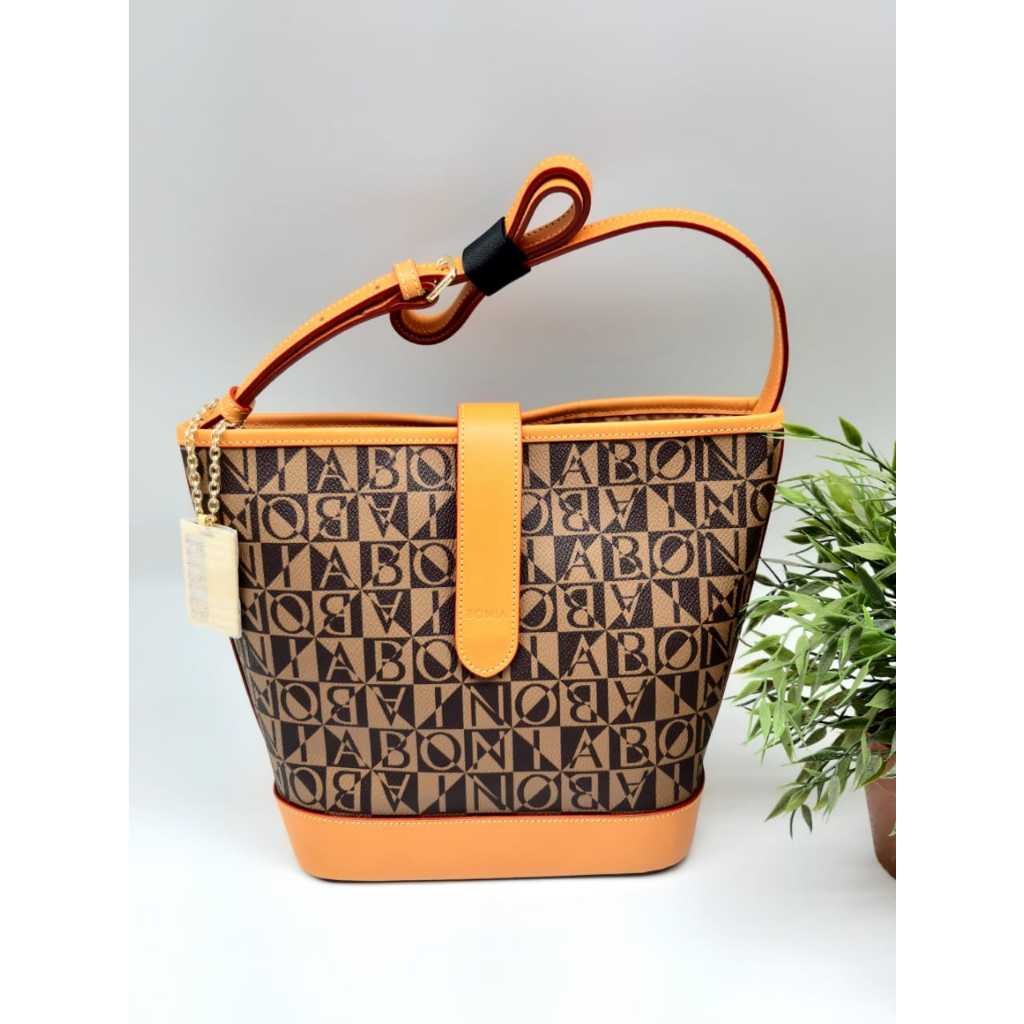 BONIA-TAS SELEMPANG BAHU WANITA MONOGRAM COKLAT