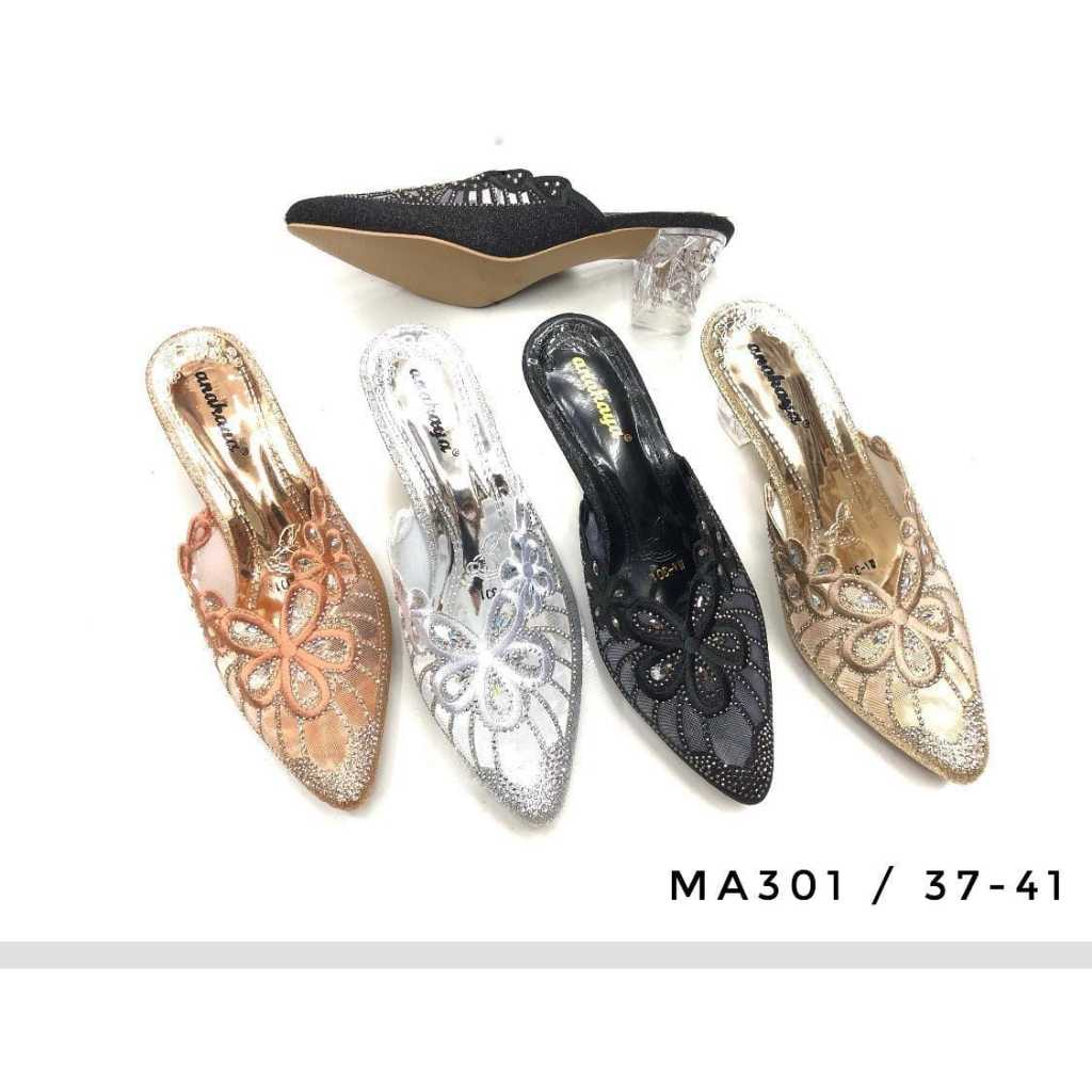 Anakaya selop sendal pesta wanita MA 301 hitam,silver 37-41