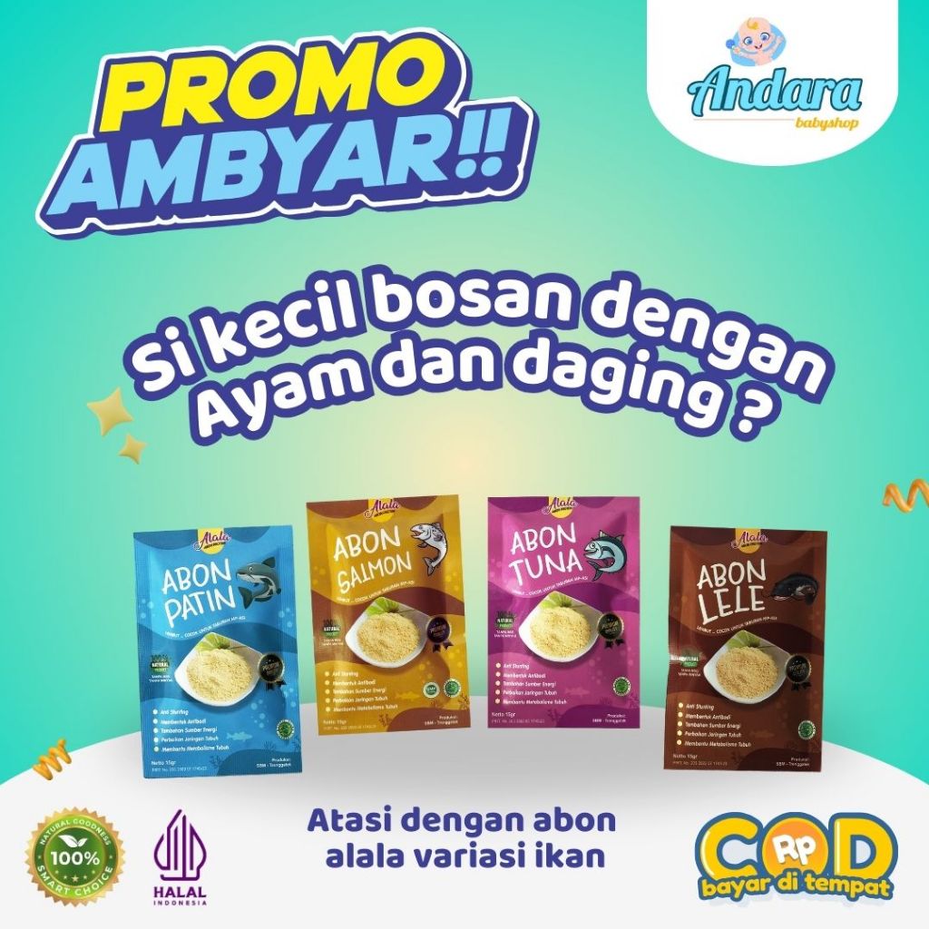 

Abon Bayi Non Msg ALALA 15gr / Abon Anak Penambah Nafsu Makan Mpasi Makanan Bayi / Abon Ikan Mpasi Tinggi Protein Anti GTM