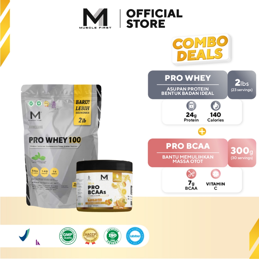 [BUNDLE] MUSCLE FIRST Whey 100 2lbs  + Bcaa 300gr Suplemen Fitness