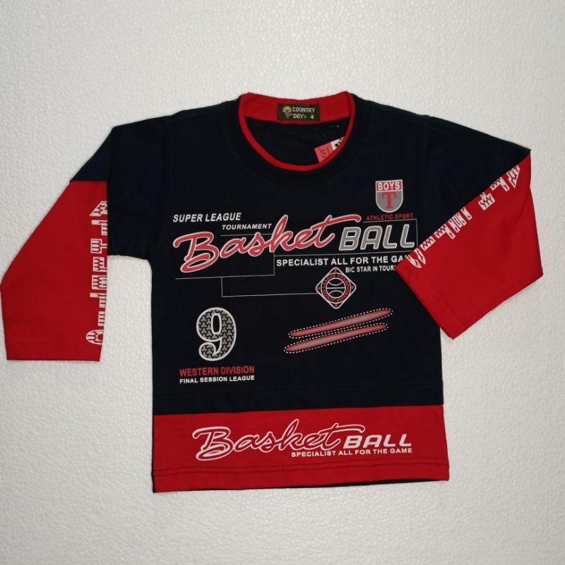 kaos anak cowok country doy basketball no.4 lengan panjang