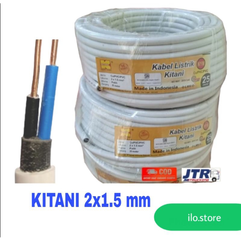 KABEL KITANI METERAN 2x1.5 mm NYM 2 x 1.5 kitani kabel kitani tembaga