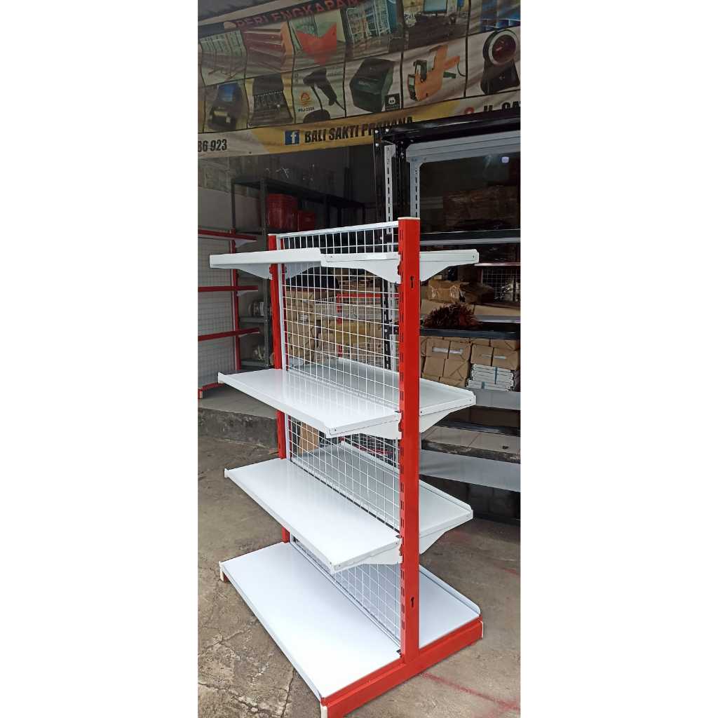 Rak Minimarket Double / Rak Toko / Rak Gondola T150 4 Susun 2 Sisi