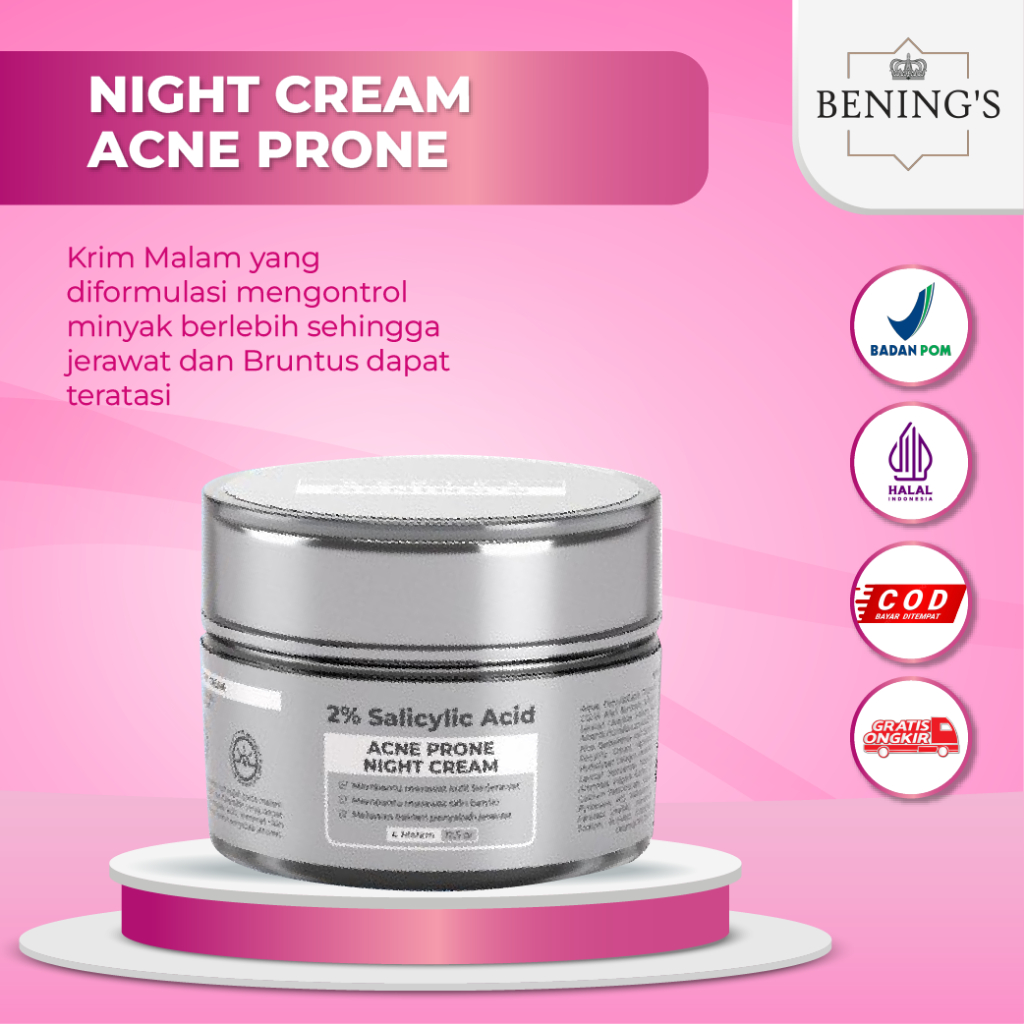 Night Cream Acne Prone Bening Skincare Dr Oky Pratama | Night Cream Yang Diformulasikan Khusus Untuk