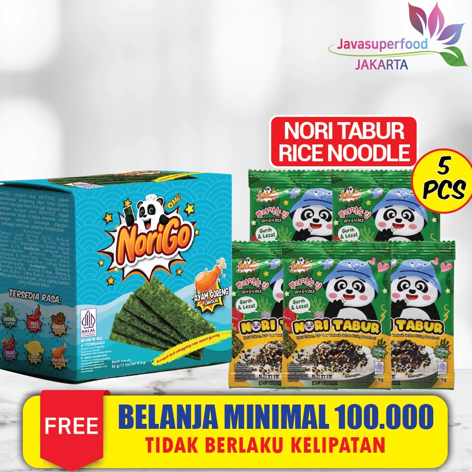 

KODE W76R Norigo Ayam Goreng 1 BOX ISI 12 PCS Nori Sachet Seaweed Snack 3g Rumput Laut Halal Rasa Ayam Goreng