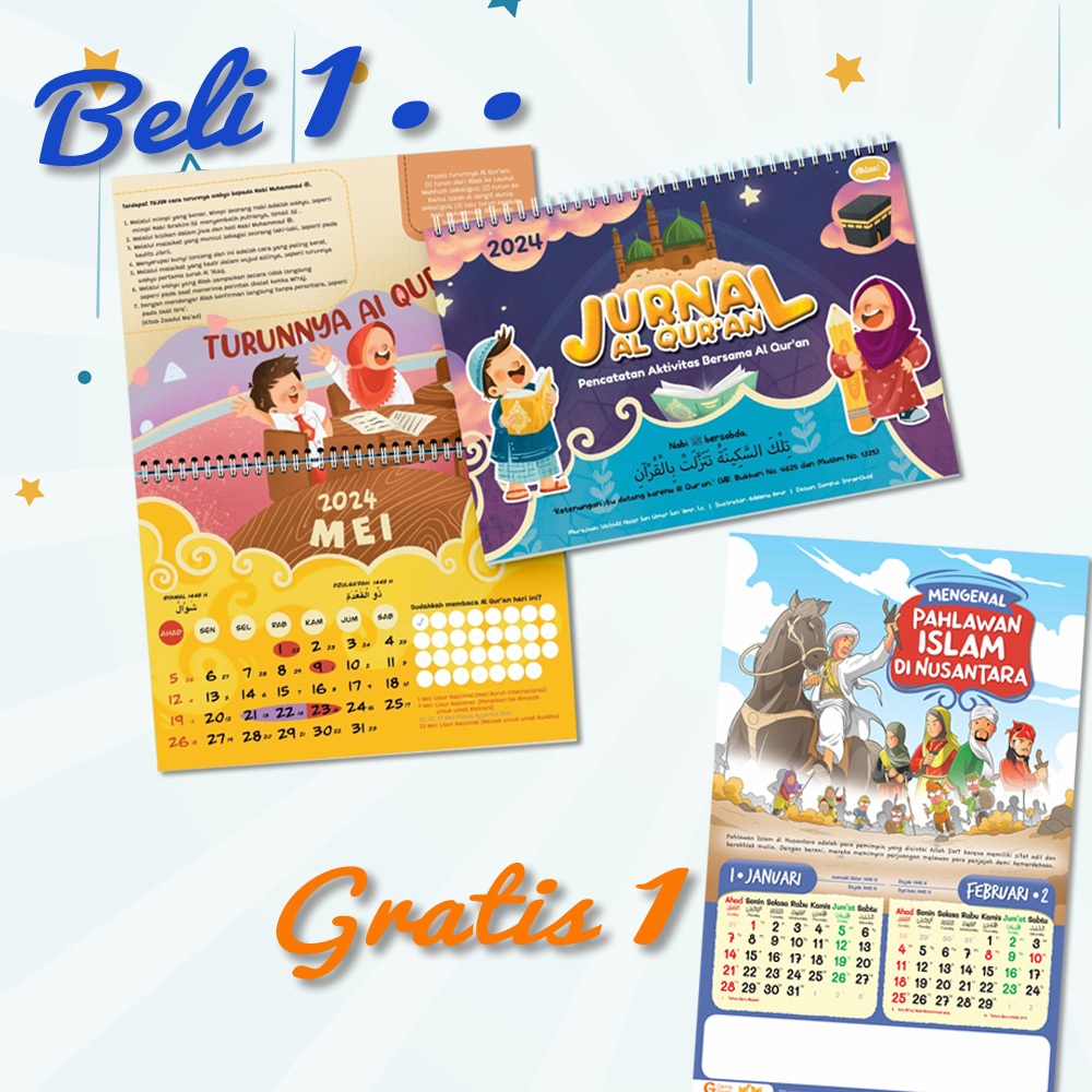 

Beli 1 Gratis 1: Kalender Anak Islam Ahlan 2024 & Jurnal Al-Quran