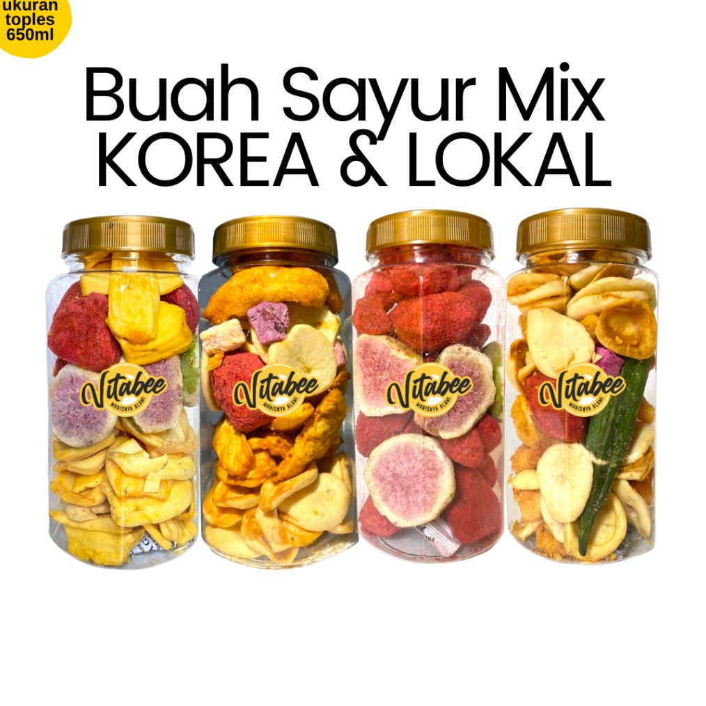 

KODE H74F Keripik Buah dan Sayur Toples Mix Strawberry Buah Tin Durian Apel Malang Nangka dan Buah Naga