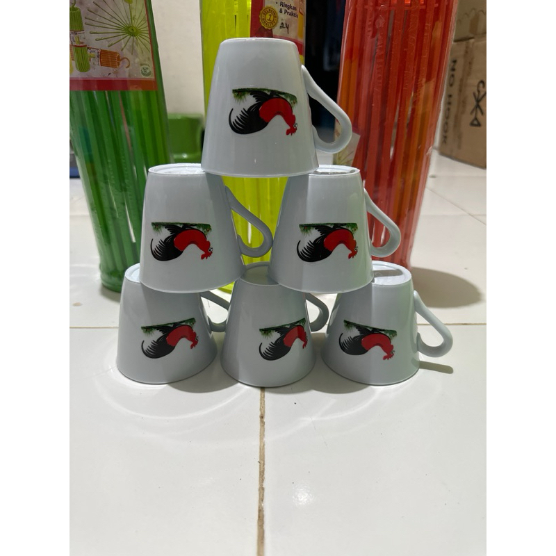 CANGKIR PUTIH PEGANGAN JAGO AYAM