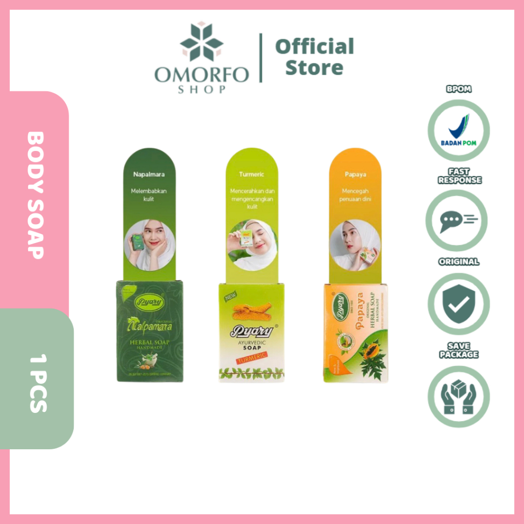 [Omorfo] PYARY Sabun Arab Ayurvedic | Turmeric | Nalpamara | Papaya | Nalpamara Body Wash
