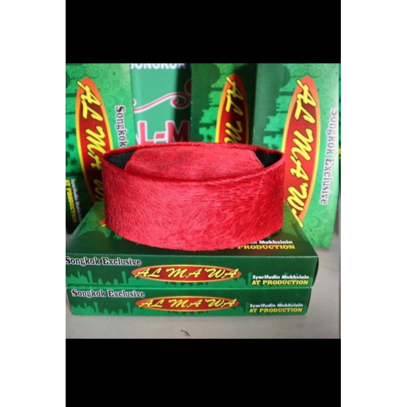 Songkok peci al ma'wa bulu monyet ac merah new bella original