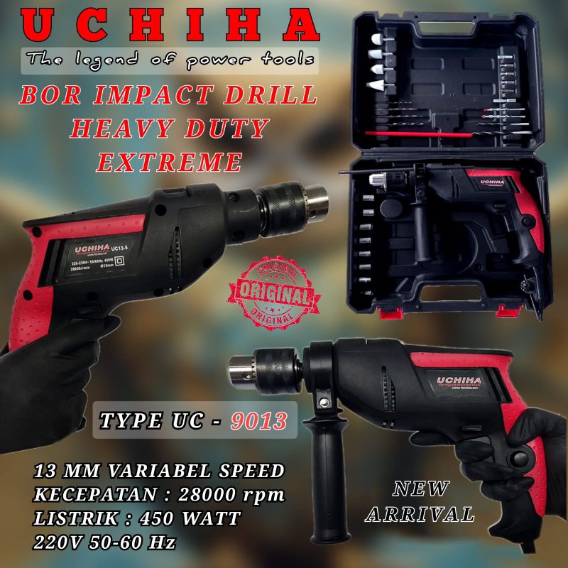 bor 13mm bor listrik impact drill beton besi kayu sekrup bor obeng uchiha japan