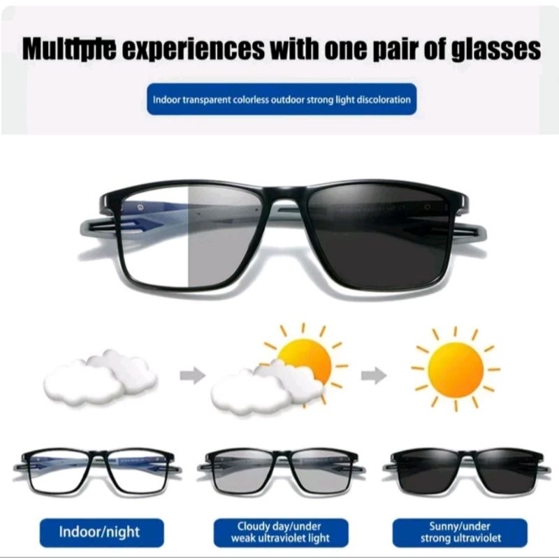 Kacamata Photocromic Frame Sport TR90 Lensa Anti Radiasi Blueray/ Kaca mata Minus Plus Progresif Bac