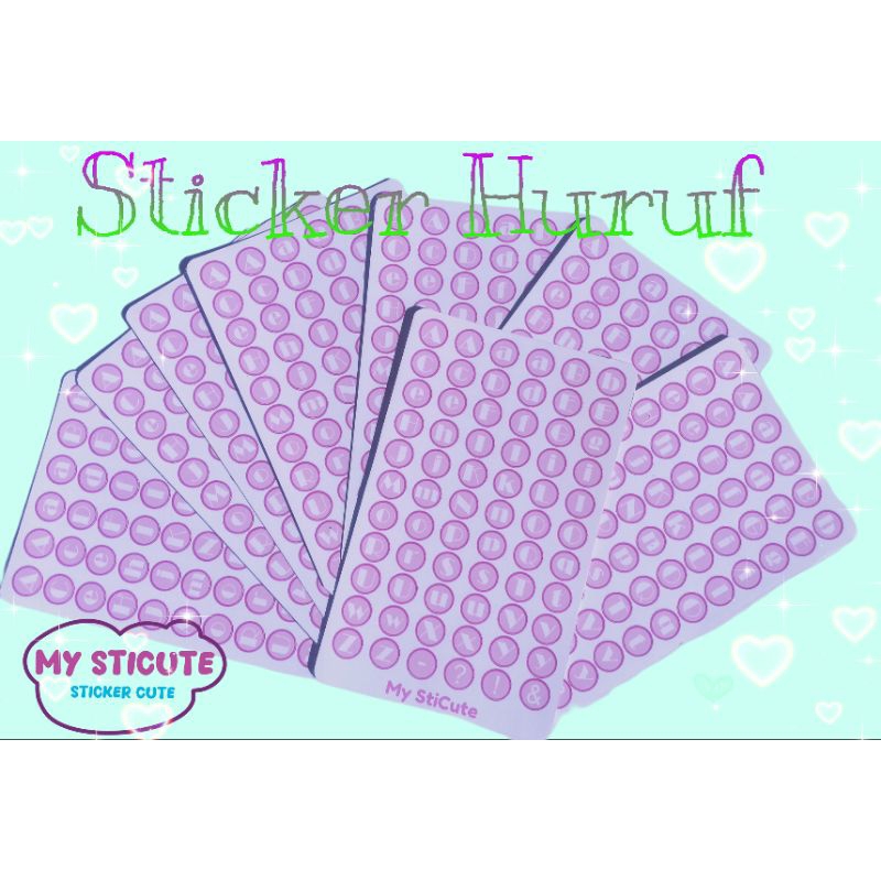 

(Beli 3 gratis 1)My StiCute Sticker Sheet Huruf Sticker Alphabet bulat