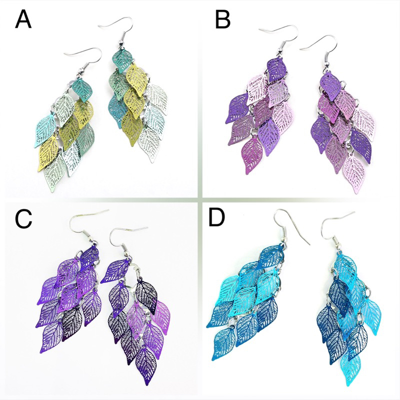 Anting Tassel Daun Etnik Silver Bulat Gantung Korea Hijab Bohemia Vintage India Casual