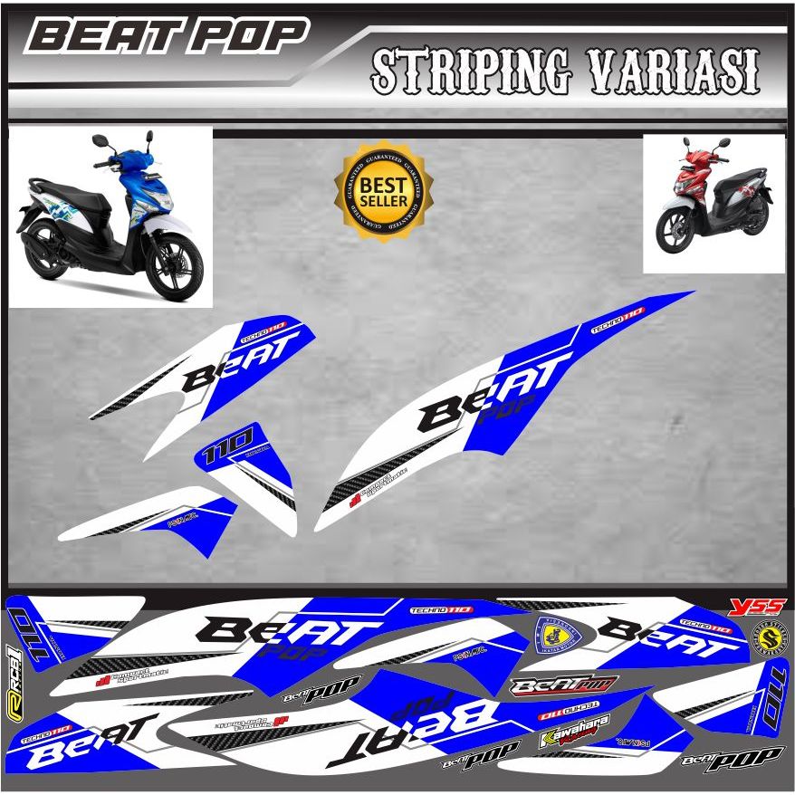 Stiker Variasi Motor Beat Pop Motif Simple Elegan Striping Honda Beat pop