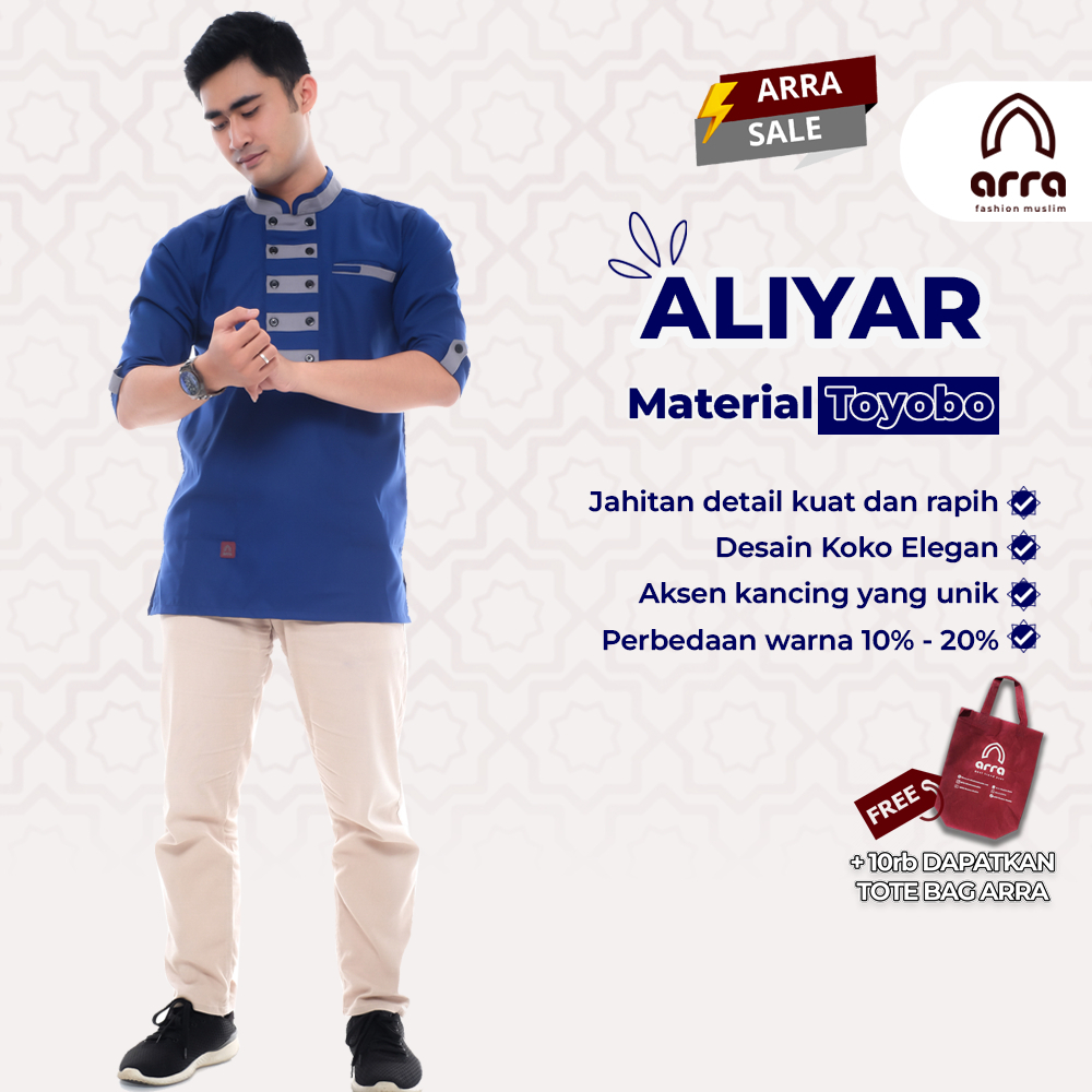 Arra Aliyar Baju Koko Pria Lengan 3/4 Dewasa Bahan Toyobo Fodu Size S M L XL XXL Jumbo Warna Mustard
