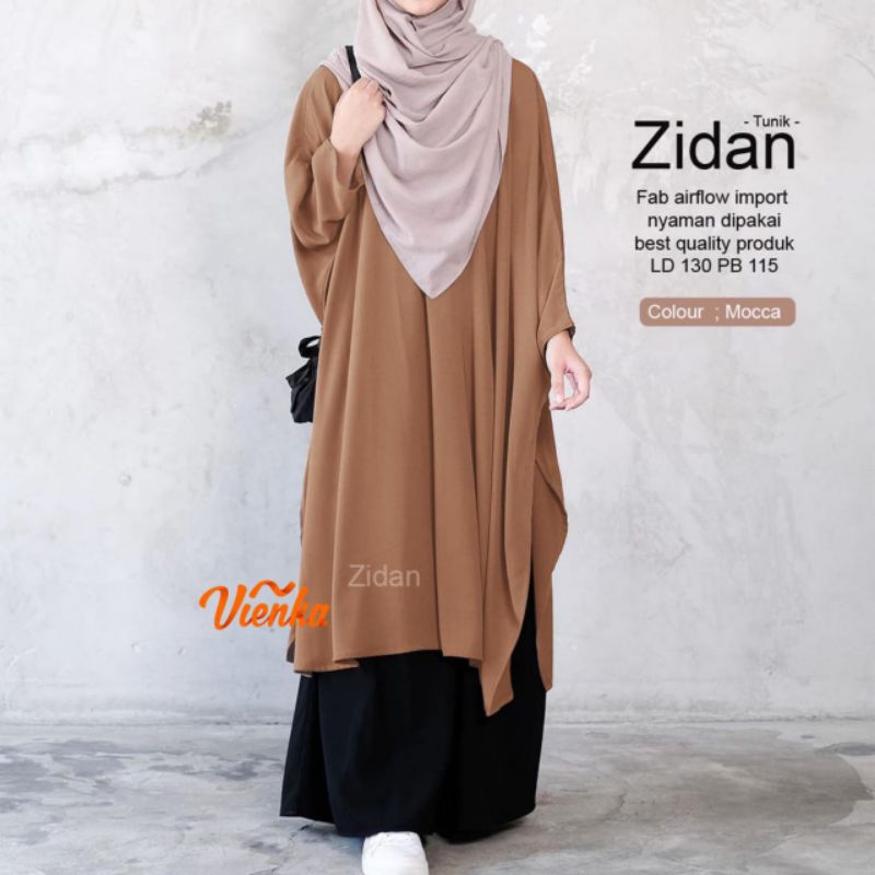 Zidan Long Tunik Ori By Vienka Atasan Wanita Polos Jumbo Crinkle Airflow Ld 130 [ READY COD ]