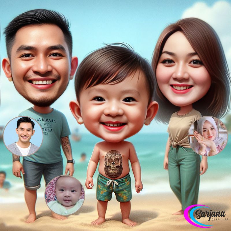 Edit Foto Karikatur Keluarga