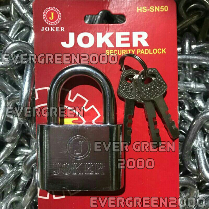 Kunci Gembok 50 mm Joker (Besar/Lebar 50mm) - - - alat pengaman gerbang pintu pagar rolling door mobil box cakram motor rantai gerobak dll