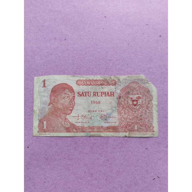 uang kertas kuno asli tahun 1968 pecahan 1 rupiah