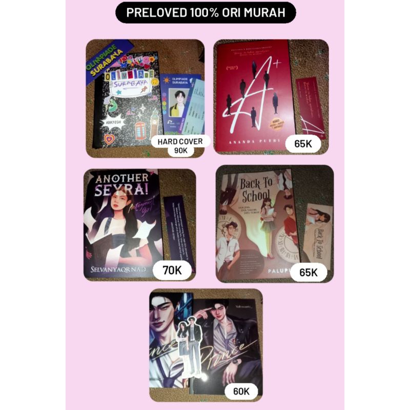 (PRELOVED/BEKAS ORI) Novel Prince, A+ , Olimpiade surabaya hard cover, Another seyra, Back to school