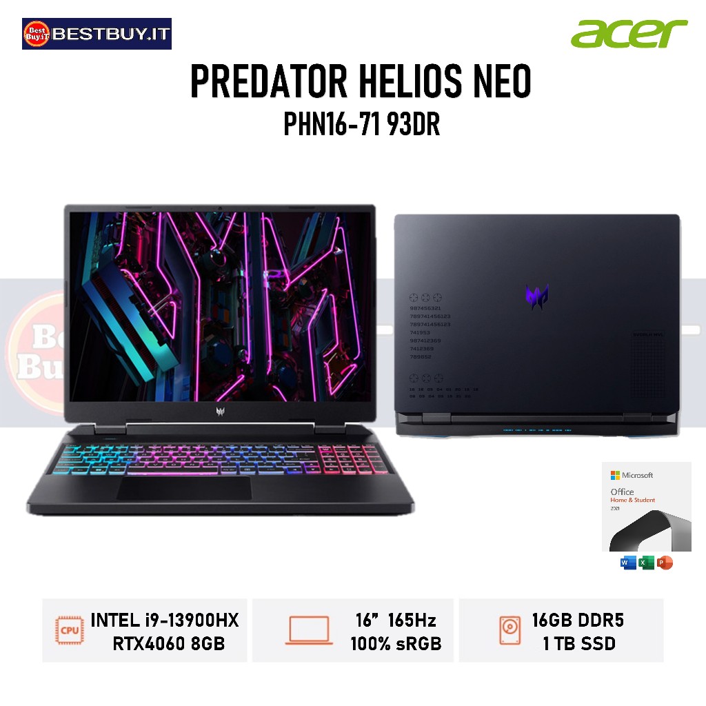 ACER Predator Helios Neo 16 PHN16-71 93DR i9-13900HX RTX4060 W11 OHS