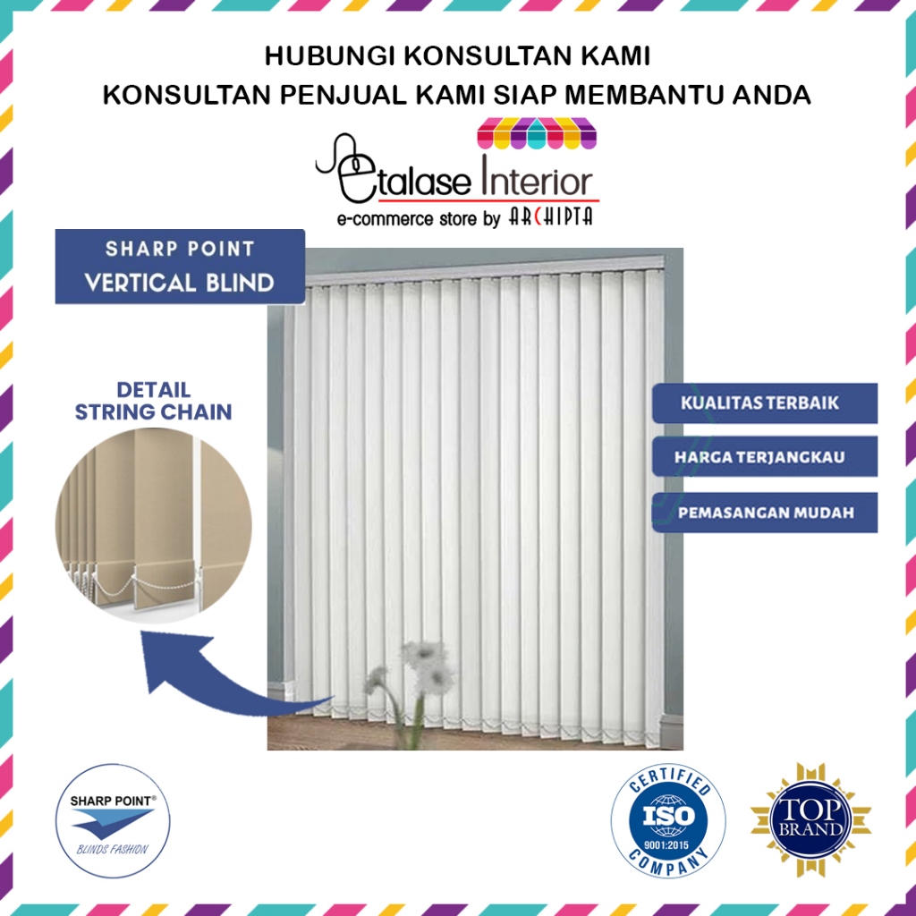 Sharp Point Sakura - Vertikal Blind Gorden Tirai Jendela Lurus - Serong/ Miring - Curve/ Lingkar