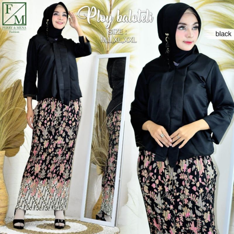 set Kebaya modern floy baloteli termurah/Kebaya kutubaru/set elnira hitam