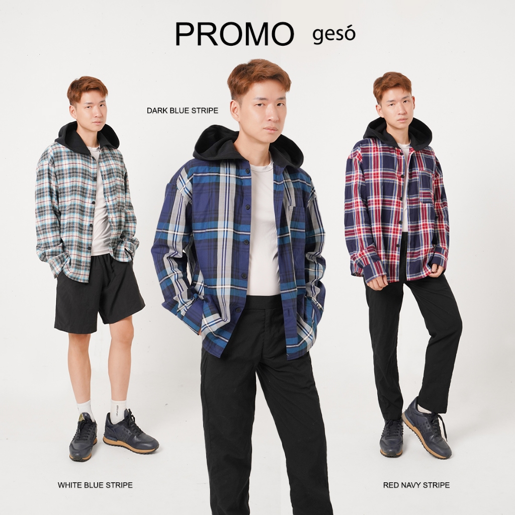 Geso - Oversize Kemeja Hoodie Flanel