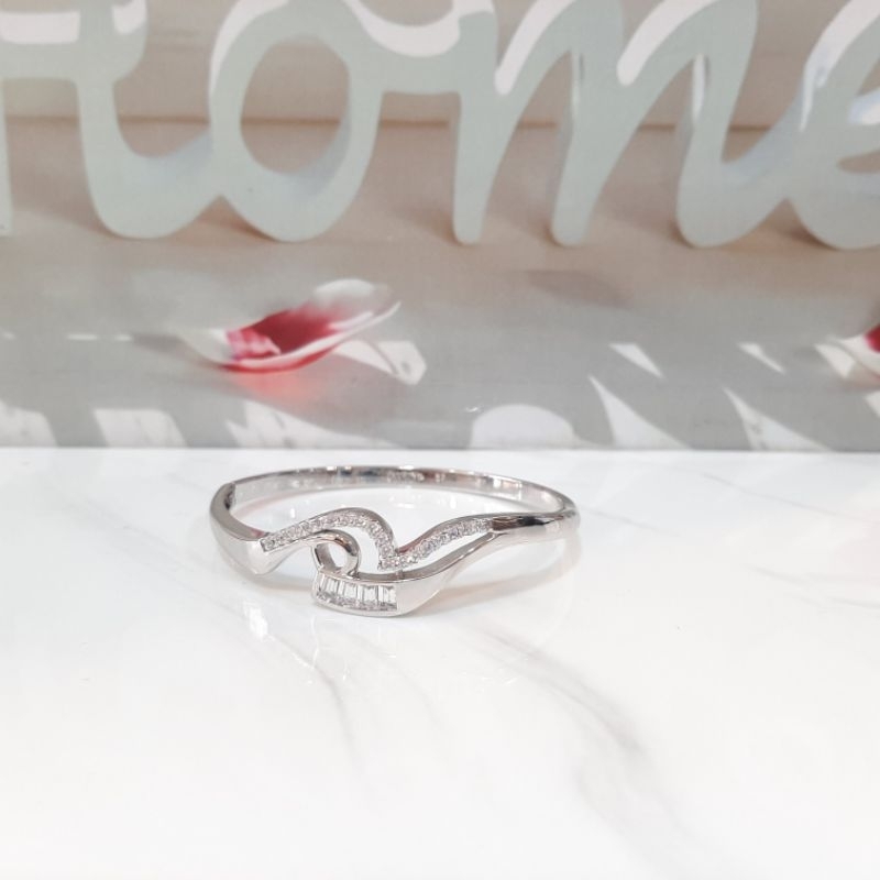 Gelang Mata Baris Chrome Emas Putih / Gelang Tangan Mata Baris Chrome Emas Putih