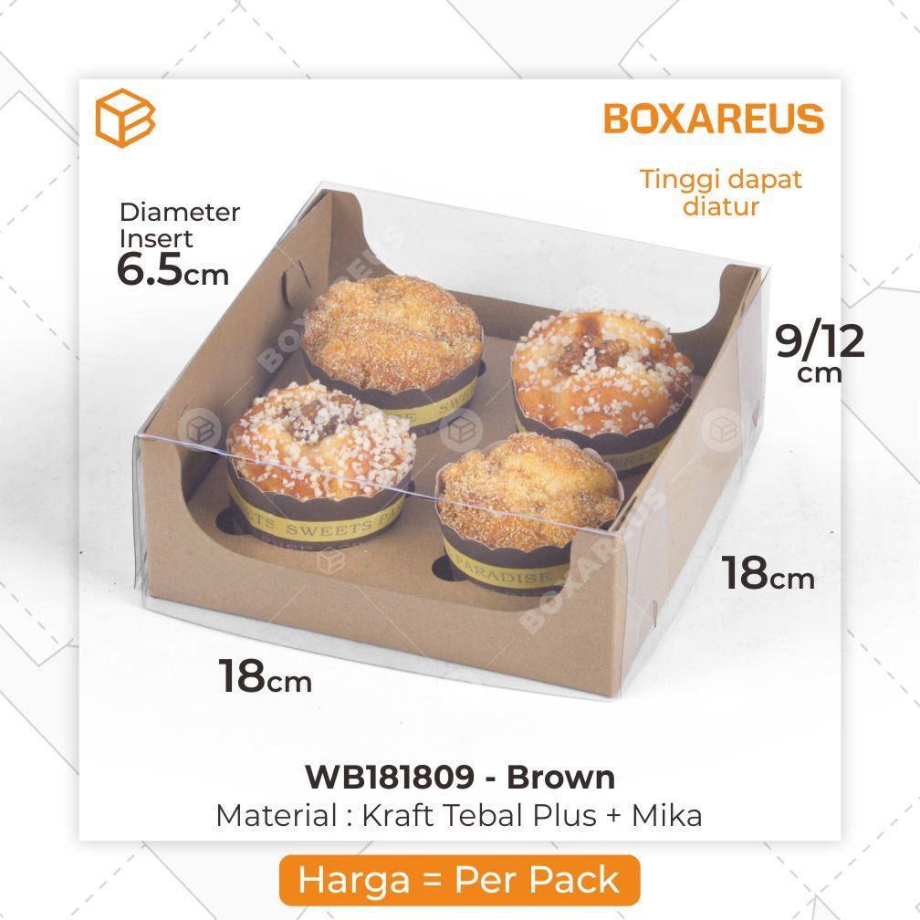 

Dus Cupcake Isi 4 | Box Packaging Muffin Cake | Kemasan Roti Kotak Bolu - WB181809