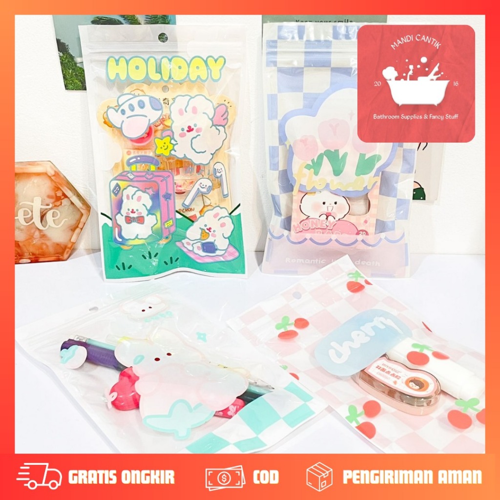

ZIPPER BESAR PACKING COOKIES PEKING LUCU STRAP PHONE KELINCI CHERRY KP-1124 plastik ziplock makanan cookies hampers